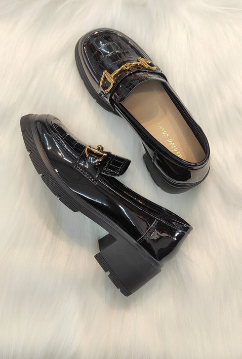 Round Toe Chunky Block Heeled Loafers